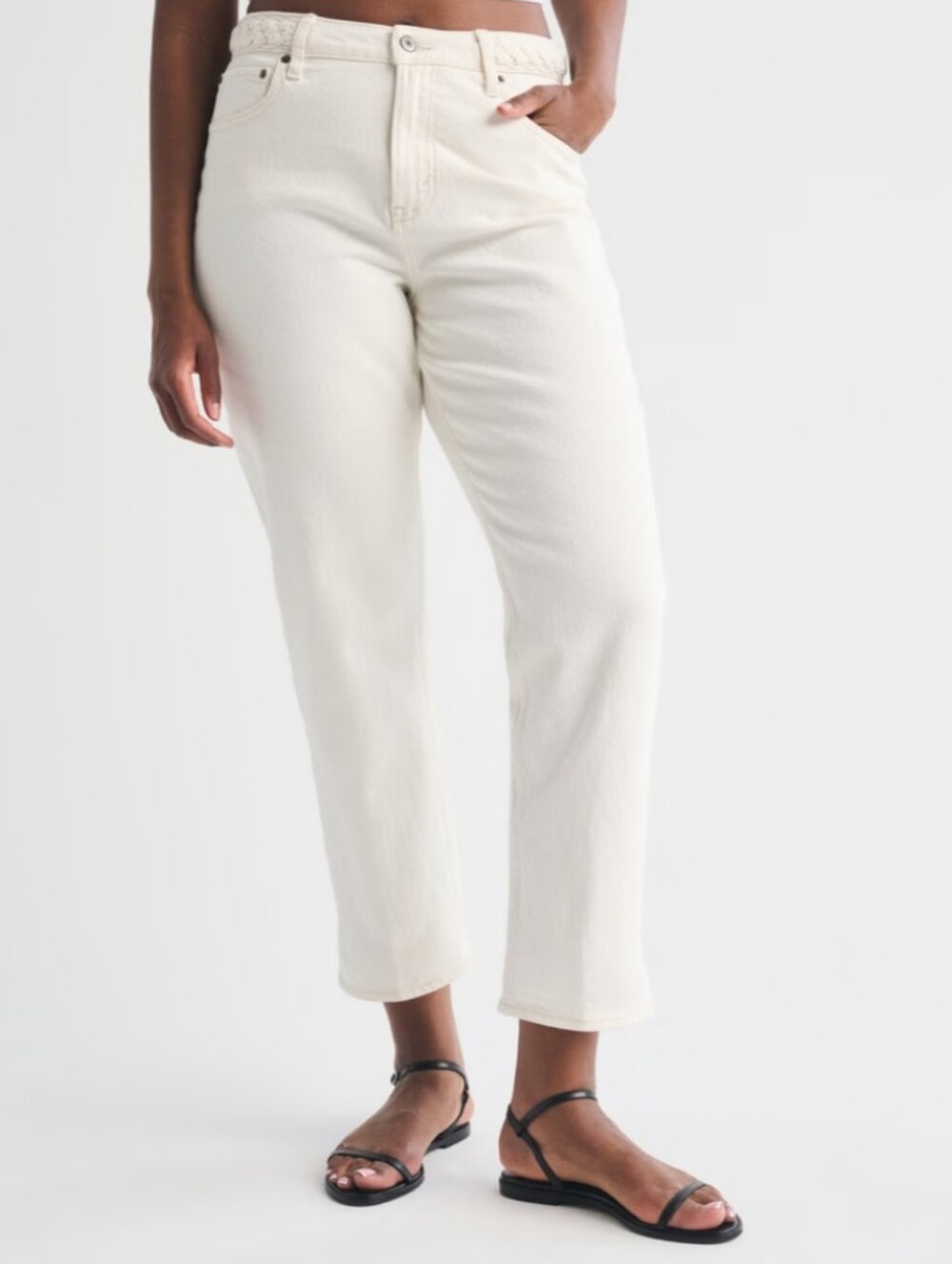 NWT Abercrombie & Fitch Cream High-Rise "The Loose" Jeans Size 33/16